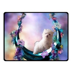 Cute Little Maltese Puppy On The Moon Fleece Blanket (small) by FantasyWorld7