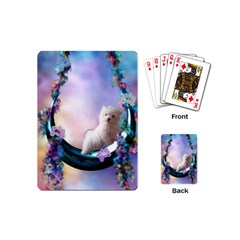 Cute Little Maltese Puppy On The Moon Playing Cards (mini) by FantasyWorld7