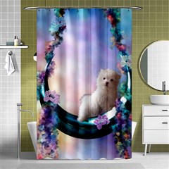 Cute Little Maltese Puppy On The Moon Shower Curtain 48  X 72  (small)  by FantasyWorld7