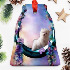 Cute Little Maltese Puppy On The Moon Ornament (bell) by FantasyWorld7