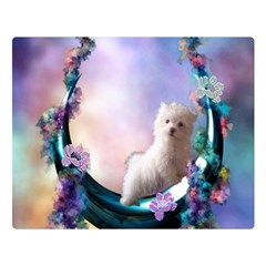 Cute Little Maltese Puppy On The Moon Double Sided Flano Blanket (large)  by FantasyWorld7