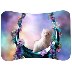 Cute Little Maltese Puppy On The Moon Velour Seat Head Rest Cushion by FantasyWorld7