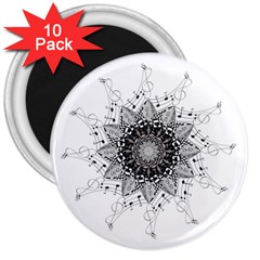 Mandala Misic 3  Magnets (10 Pack)  by alllovelyideas