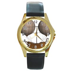 Air Ship 1300078 1280 Round Gold Metal Watch by vintage2030