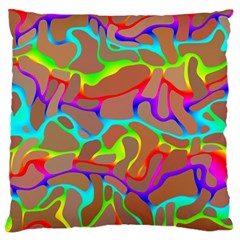 Colorful wavy shapes                                      Large Flano Cushion Case (Two Sides)