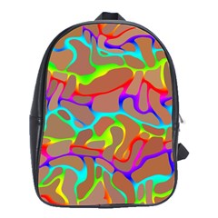 Colorful wavy shapes                                            School Bag (Large)