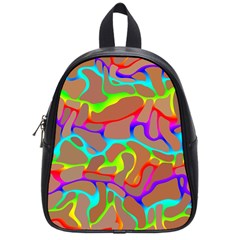 Colorful wavy shapes                                            School Bag (Small)