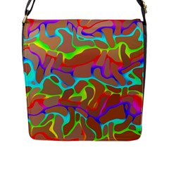 Colorful wavy shapes                                            Flap Closure Messenger Bag (L)