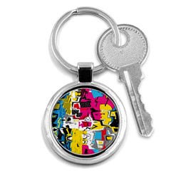 Distorted Shapes                                            Key Chain (round) by LalyLauraFLM