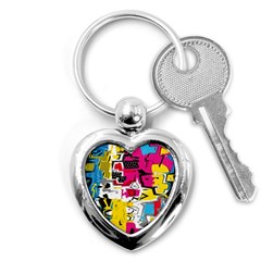 Distorted Shapes                                            Key Chain (heart) by LalyLauraFLM