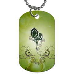 Wonderful Butterlies , Green Colors Dog Tag (one Side) by FantasyWorld7