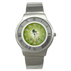 Wonderful Butterlies , Green Colors Stainless Steel Watch by FantasyWorld7