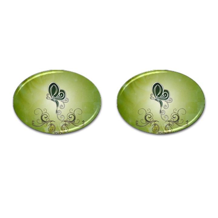 Wonderful Butterlies , Green Colors Cufflinks (Oval)