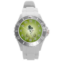 Wonderful Butterlies , Green Colors Round Plastic Sport Watch (l) by FantasyWorld7