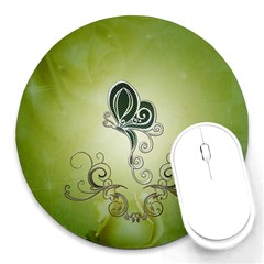 Wonderful Butterlies , Green Colors Round Mousepads by FantasyWorld7