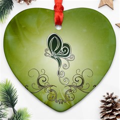 Wonderful Butterlies , Green Colors Ornament (heart) by FantasyWorld7