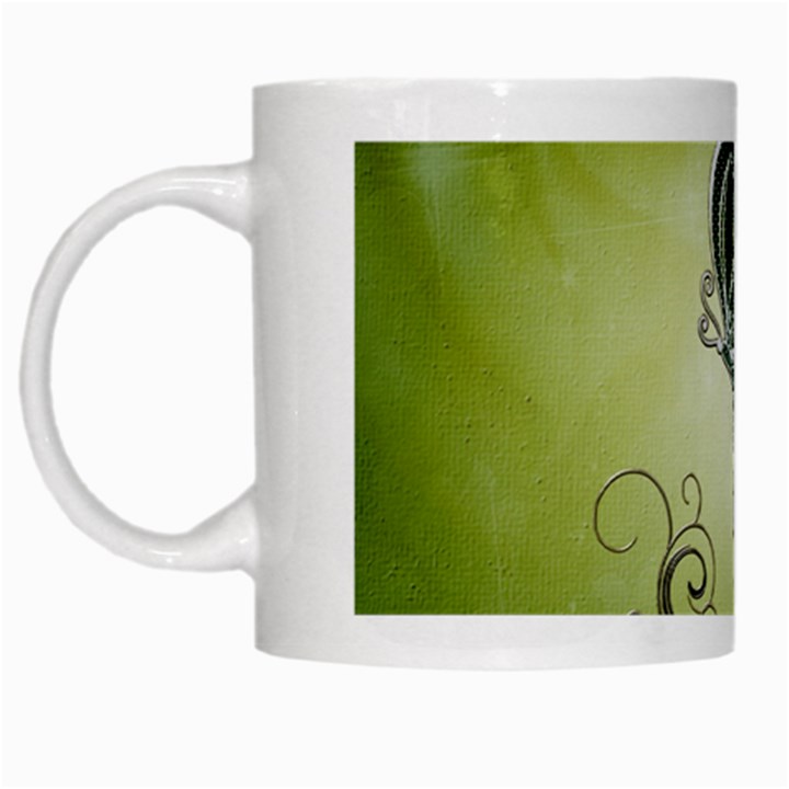 Wonderful Butterlies , Green Colors White Mugs