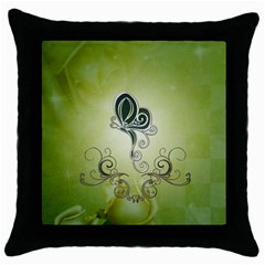 Wonderful Butterlies , Green Colors Throw Pillow Case (black) by FantasyWorld7