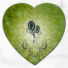 Wonderful Butterlies , Green Colors Jigsaw Puzzle (heart) by FantasyWorld7