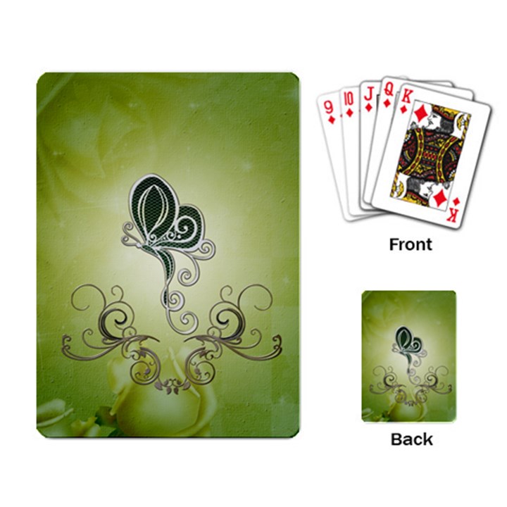 Wonderful Butterlies , Green Colors Playing Cards Single Design