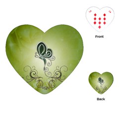 Wonderful Butterlies , Green Colors Playing Cards (heart) by FantasyWorld7