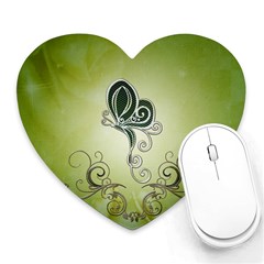 Wonderful Butterlies , Green Colors Heart Mousepads by FantasyWorld7