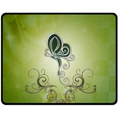 Wonderful Butterlies , Green Colors Fleece Blanket (medium)  by FantasyWorld7