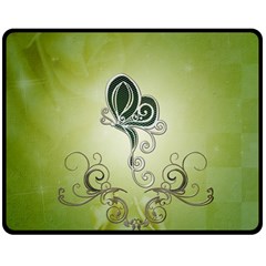 Wonderful Butterlies , Green Colors Double Sided Fleece Blanket (medium)  by FantasyWorld7