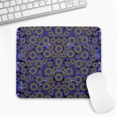 Blue Small Wonderful Floral In Mandalas Large Mousepads by pepitasart