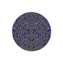 Blue Small Wonderful Floral In Mandalas Rubber Round Coaster (4 Pack)  by pepitasart