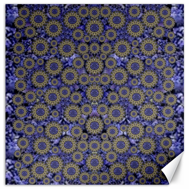 Blue Small Wonderful Floral In Mandalas Canvas 12  x 12 