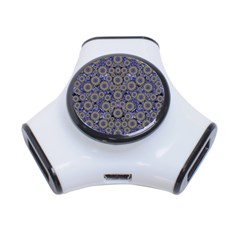 Blue Small Wonderful Floral In Mandalas 3-port Usb Hub by pepitasart