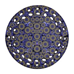 Blue Small Wonderful Floral In Mandalas Ornament (round Filigree) by pepitasart