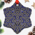 Blue Small Wonderful Floral In Mandalas Snowflake Ornament (Two Sides) Front