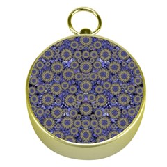 Blue Small Wonderful Floral In Mandalas Gold Compasses by pepitasart