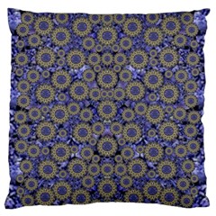 Blue Small Wonderful Floral In Mandalas Large Flano Cushion Case (one Side) by pepitasart