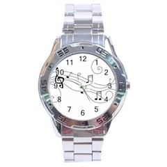 Music Partition Stainless Steel Analogue Watch