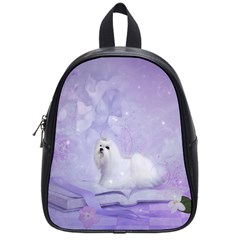 Cute Little Maltese, Soft Colors School Bag (small) by FantasyWorld7