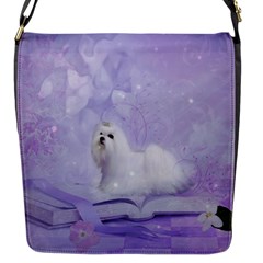 Cute Little Maltese, Soft Colors Flap Closure Messenger Bag (s) by FantasyWorld7