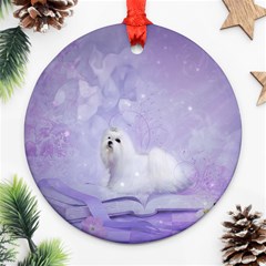 Cute Little Maltese, Soft Colors Ornament (round) by FantasyWorld7