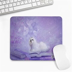 Cute Little Maltese, Soft Colors Large Mousepads by FantasyWorld7