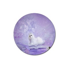 Cute Little Maltese, Soft Colors Magnet 3  (round) by FantasyWorld7