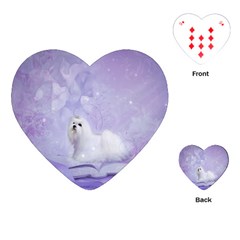 Cute Little Maltese, Soft Colors Playing Cards (heart) by FantasyWorld7