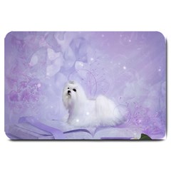 Cute Little Maltese, Soft Colors Large Doormat  by FantasyWorld7