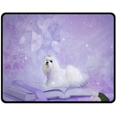 Cute Little Maltese, Soft Colors Double Sided Fleece Blanket (medium)  by FantasyWorld7