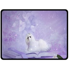 Cute Little Maltese, Soft Colors Double Sided Fleece Blanket (large)  by FantasyWorld7