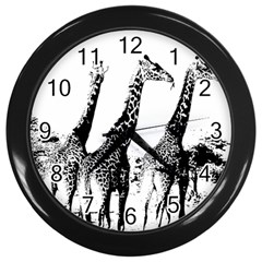 Giraffe  Wall Clock (black) by Valentinaart