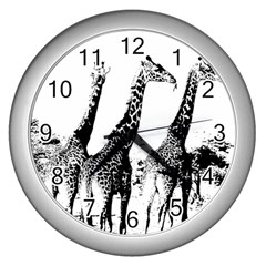 Giraffe  Wall Clock (silver) by Valentinaart