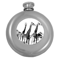 Giraffe  Round Hip Flask (5 Oz) by Valentinaart