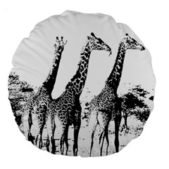 Giraffe  Large 18  Premium Flano Round Cushions by Valentinaart